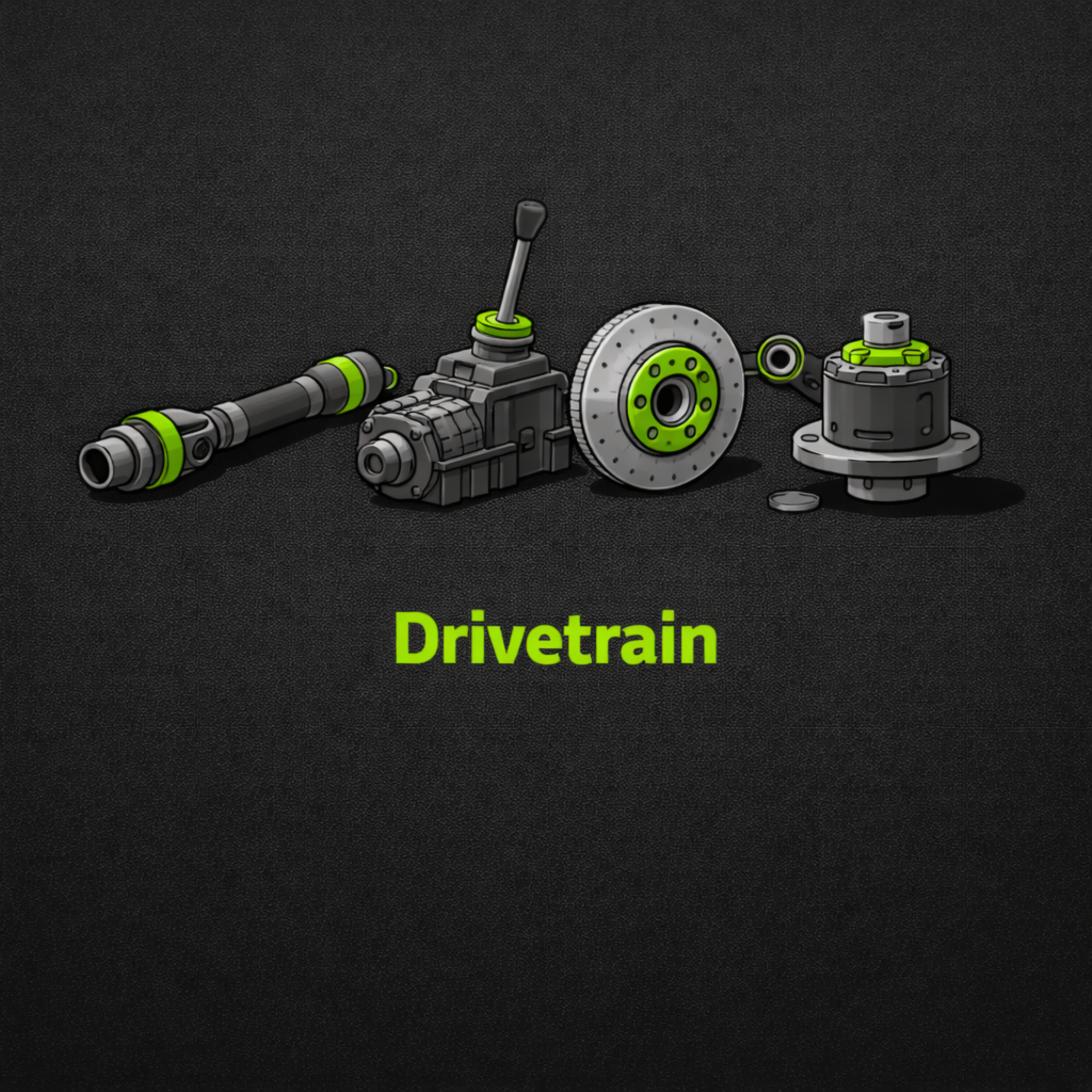 Drivetrain performance components including transmission, differential and driveline hardware