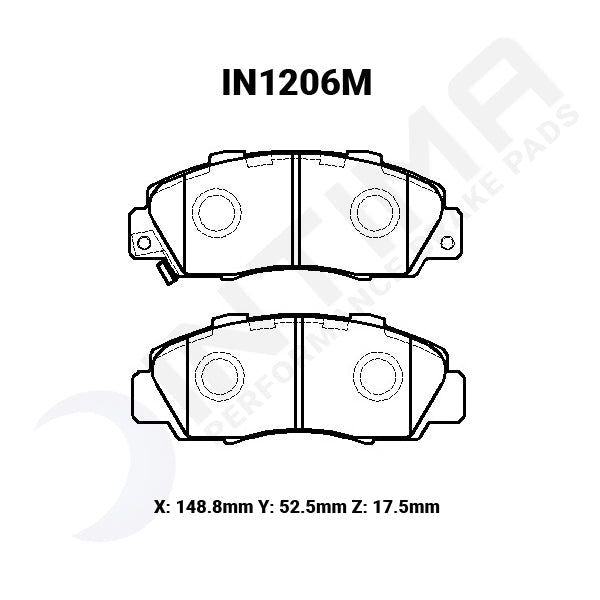 Intima RR Front Brake Pads Honda Civic / Integra / NSX / Prelude IN1206-RR - Game On Motorsports Australia
