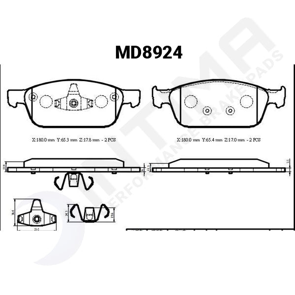 Intima SR Front Brake Pads Ford Focus ST MD8924-SR - Game On Motorsports Australia