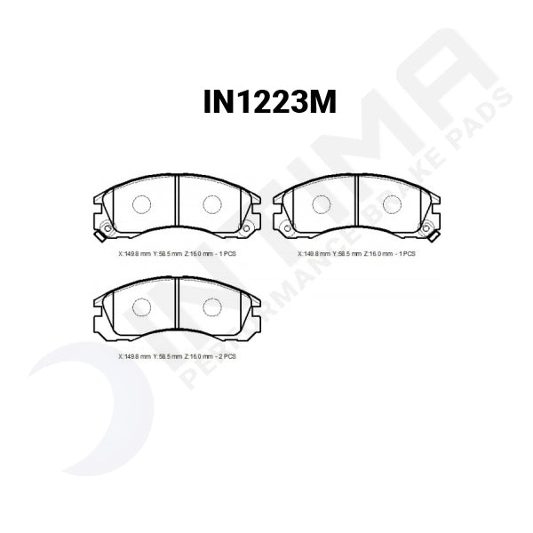 Intima SR Front Brake Pads Mitsubishi Lancer EVO 1-3 Akebono IN1223-SR - Game On Motorsports Australia