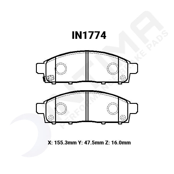 Intima SR Front Brake Pads Mitsubishi Triton IN1774-SR - Game On Motorsports Australia