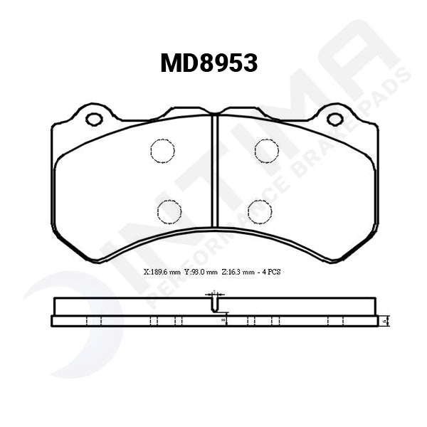 Intima SR Front Brake Pads Nissan R35 GTR MD8953-SR - Game On Motorsports Australia