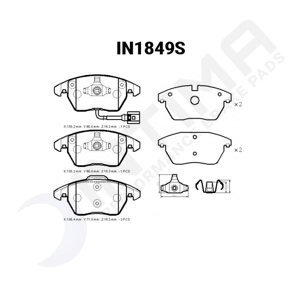 Intima SR Front Brake Pads Skoda Fabia Audi A1 A3 TT IN1849S-SR - Game On Motorsports Australia