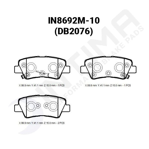 Intima SR Rear Brake Pads Hyundai i20N i30 N-Line i30 SR IN8692-10-SR - Game On Motorsports Australia