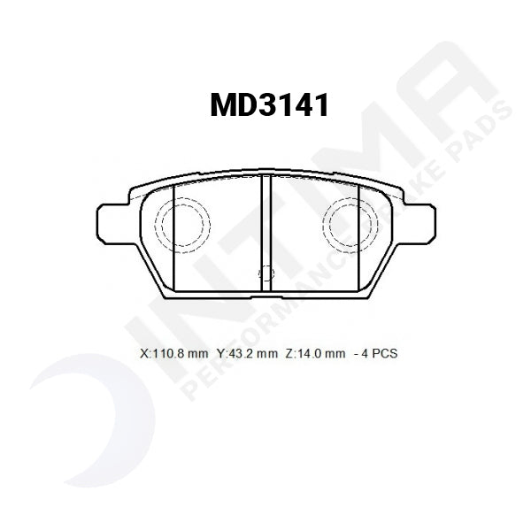 Intima SR Rear Brake Pads Mazda 6 MPS MD3141-SR - Game On Motorsports Australia