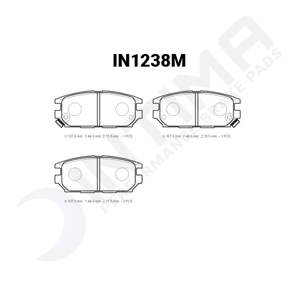 Intima SR Rear Brake Pads Mitsubishi Lancer EVO 4-6 Akebono IN1238-SR - Game On Motorsports Australia