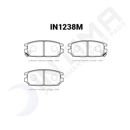 Intima SR Rear Brake Pads Mitsubishi Lancer EVO 4-6 Akebono IN1238-SR - Game On Motorsports Australia