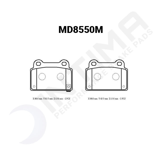 Intima SR Rear Brake Pads Mitsubishi Lancer Evo X MD8550-SR - Game On Motorsports Australia