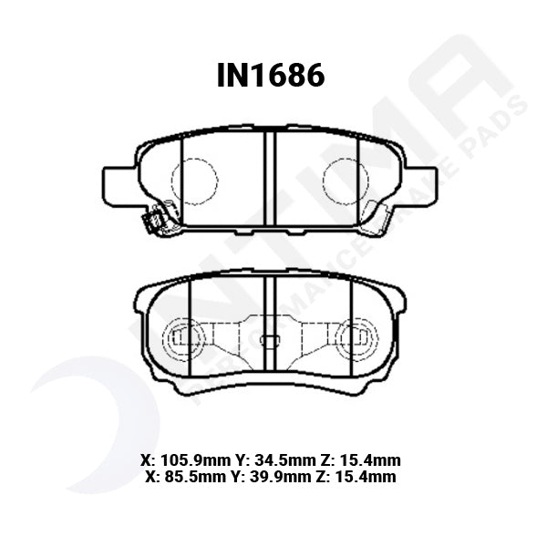 Intima SR Rear Brake Pads Mitsubishi Lancer IN1686-SR - Game On Motorsports Australia