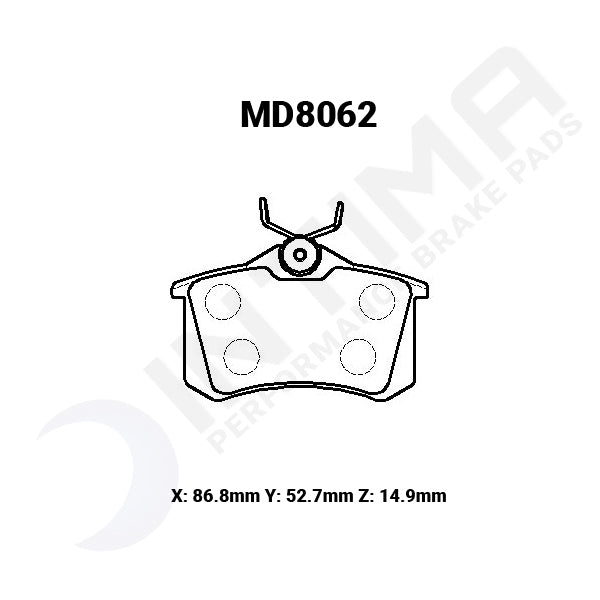 Intima SR Rear Brake Pads Renault Megane MD8062-SR - Game On Motorsports Australia