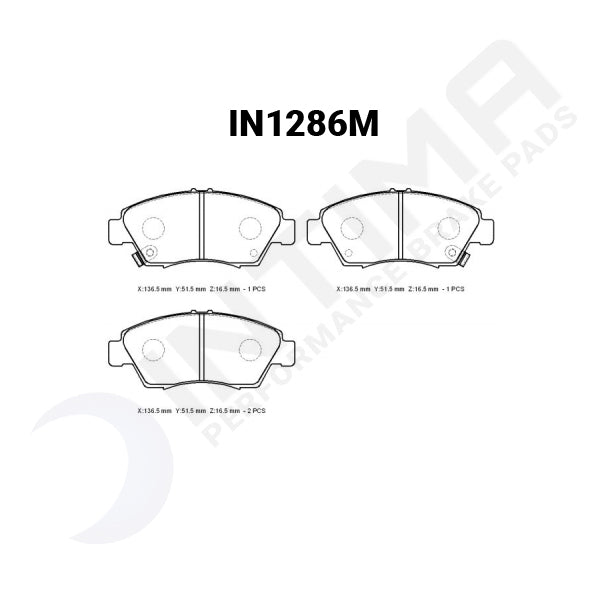 Intima SS Front Brake Pads Honda Civic / CRX / Jazz IN1286-SS - Game On Motorsports Australia