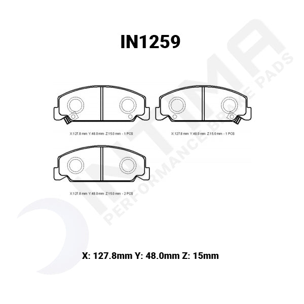 Intima SS Front Brake Pads Honda Civic Cxi IN1259-SS - Game On Motorsports Australia