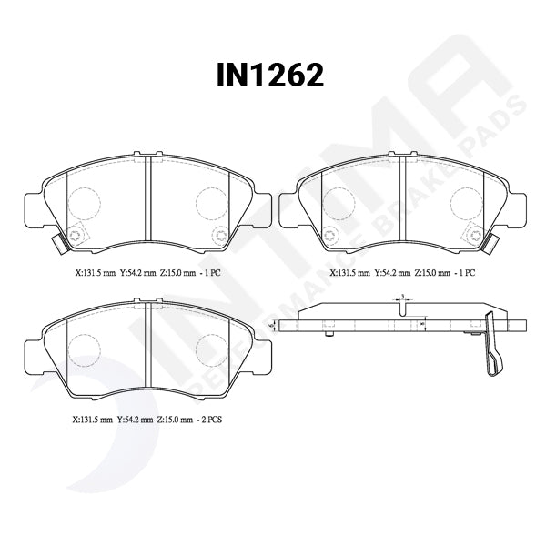 Intima SS Front Brake Pads Honda Civic GLi VTi IN1262-SS - Game On Motorsports Australia