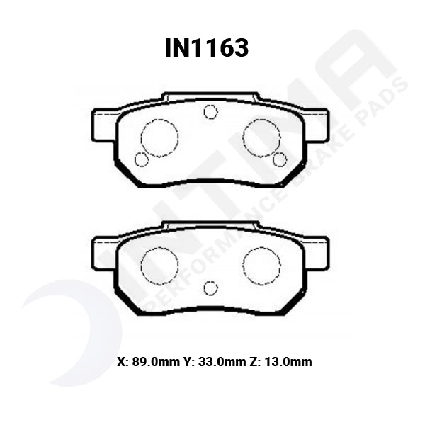 Intima SS Rear Brake Pads Honda Civic / CRX / Integra / Jazz IN1163-SS - Game On Motorsports Australia