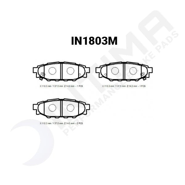 Intima SS Rear Brake Pads Subaru Impreza WRX Forester XT Toyota 86 IN1803-SS - Game On Motorsports Australia