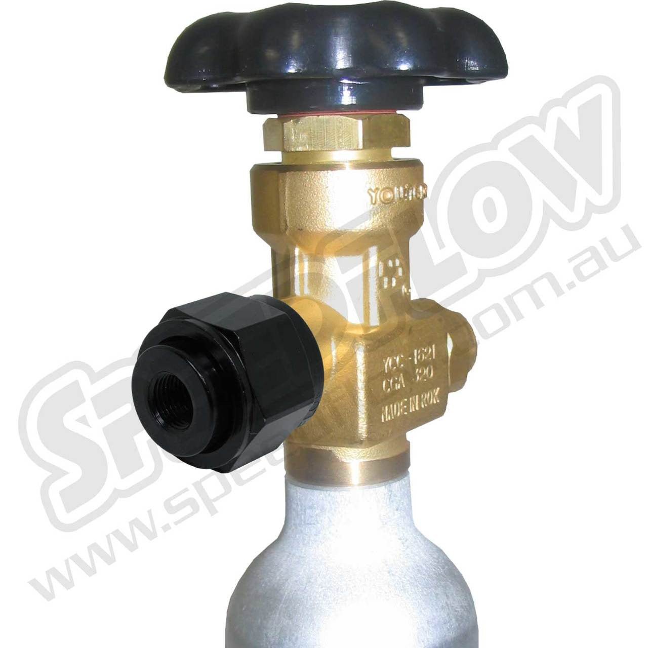 Speedflow 1/2" BSP Fresh Air Bottle Adapter Black Fitting 759-DB08-06-BLK - Game On Motorsports Australia