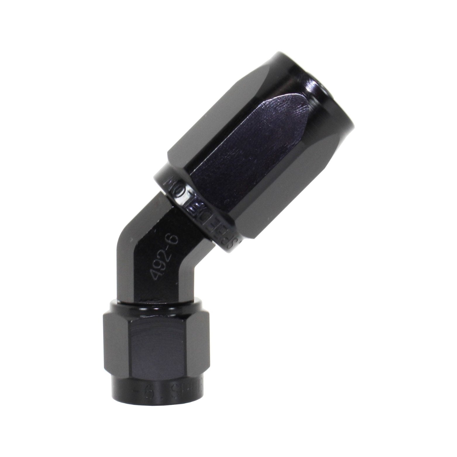 Speedflow 490 Series -6 45 Degree Hose End Fitting 492-06-BLK - Game On Motorsports Australia