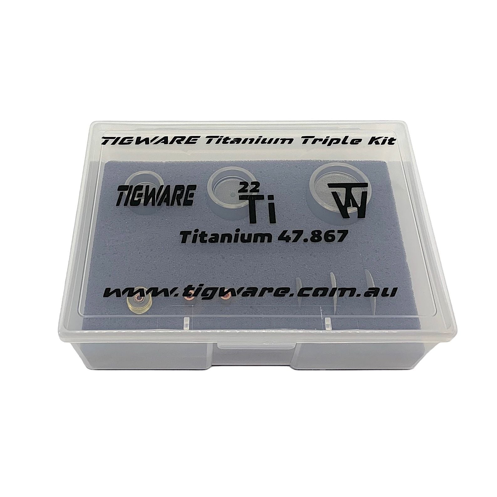 Tigware Titanium Triple Box Kit – TIG Welding Nozzle Set with Diffusers & Gas Lens Adapter - Game On Motorsports Australia