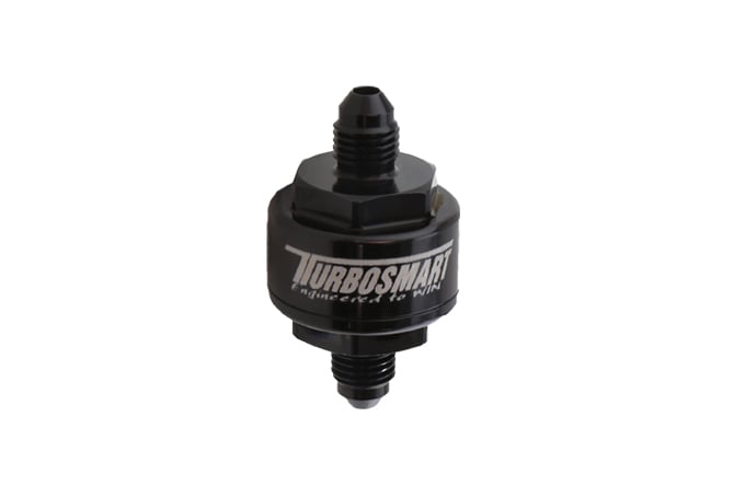 TurboSmart Billet Turbo Oil Feed Filter 44um AN-3 Black TS-0804-1001 - Game On Motorsports Australia